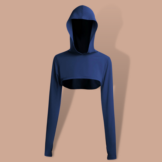 Navy Blue Crop Top Hoodie